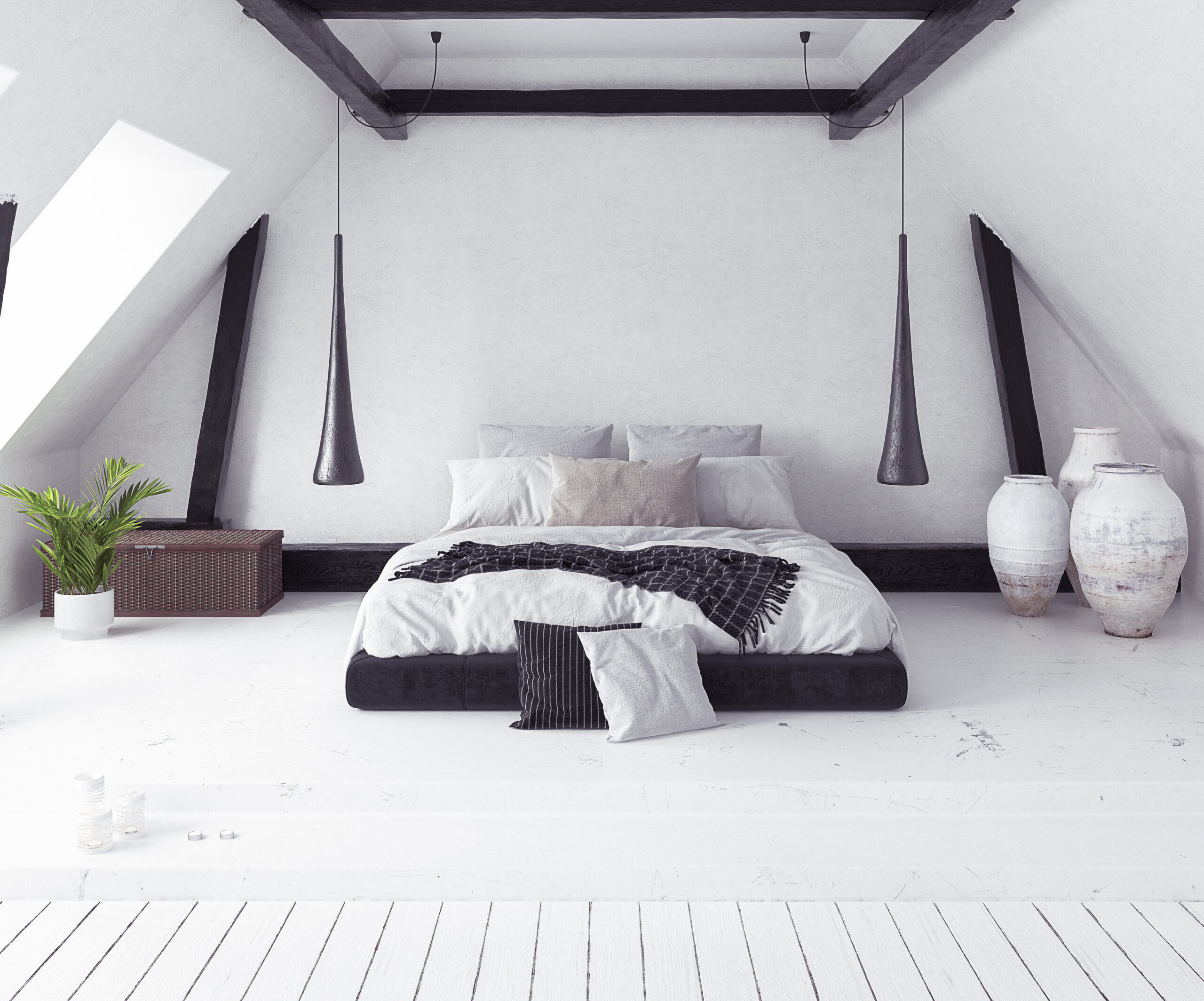 Scandi-boho bedroom interior